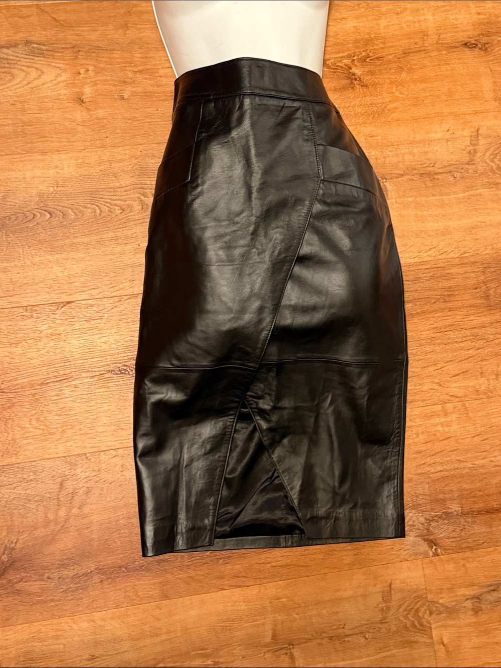 ASOS Black Faux Leather Pencil Skirt with Back Slit